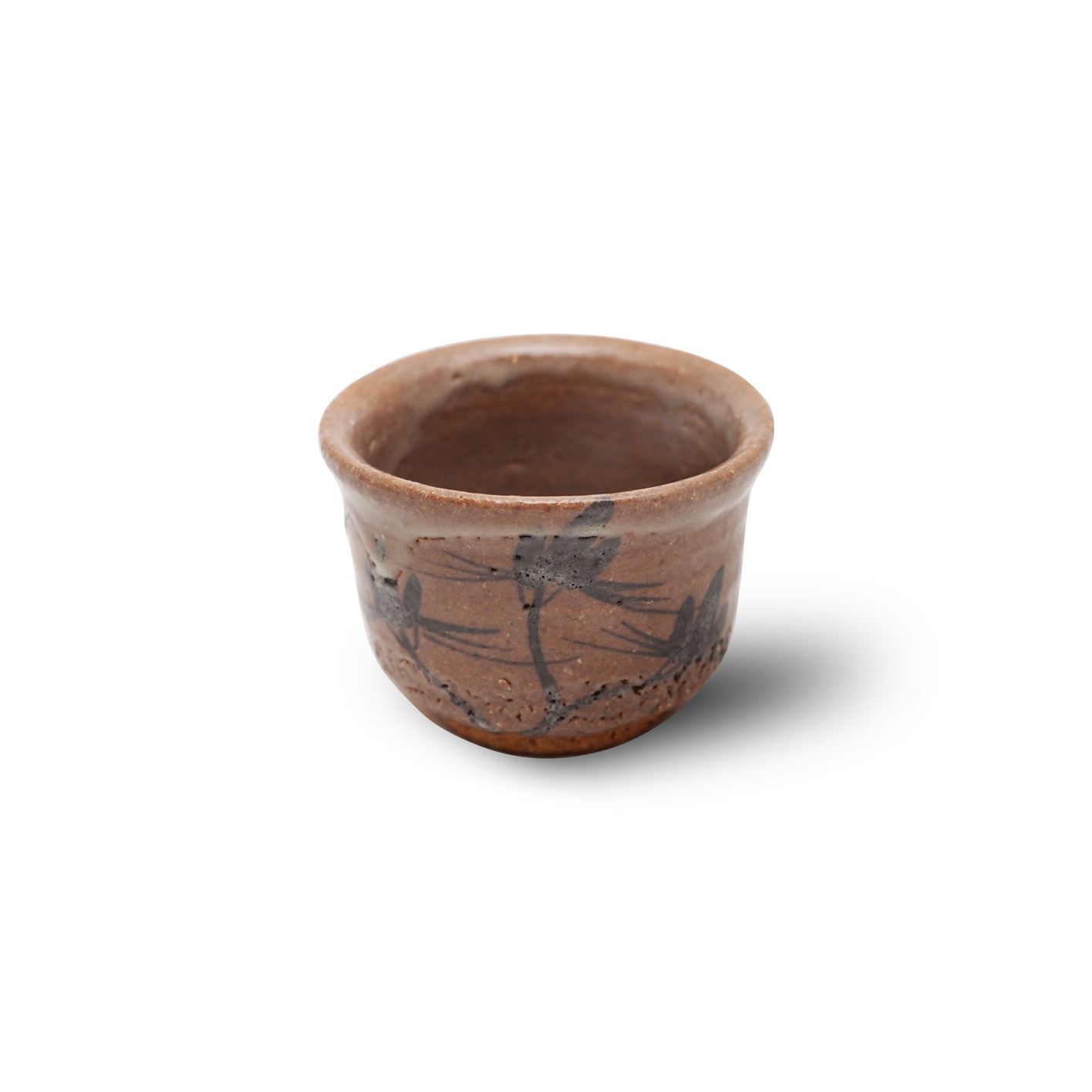 4. 中里重利 絵唐津 沓盃 杯 ぐい呑み 酒器 共箱 現状 保管品 7×6cm 高