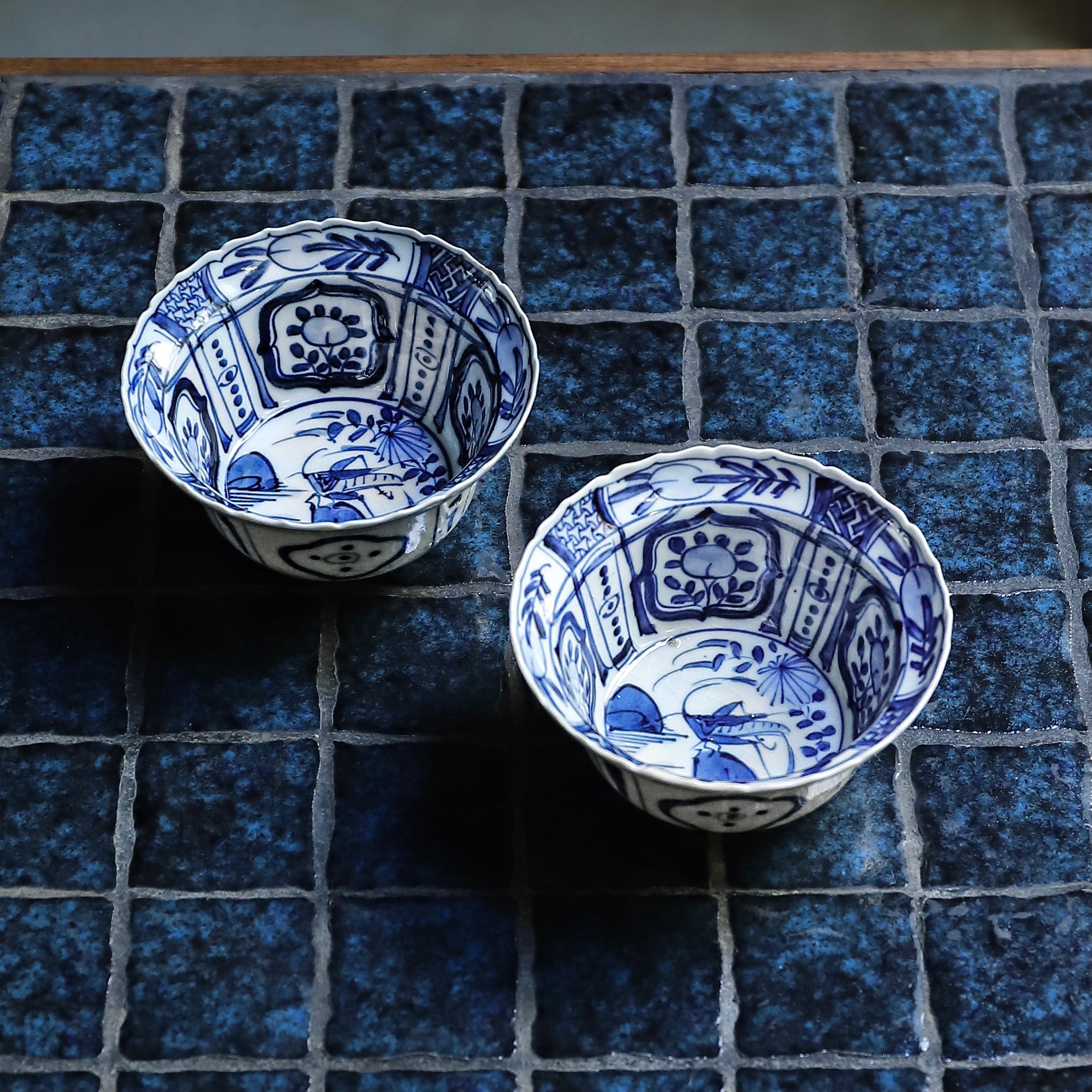 高橋道八 染付芙蓉手向付 – Gallery Nisui