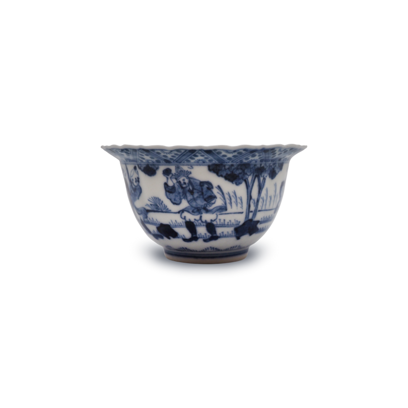 初代矢口永寿　青花磁麒麟見込猪口　10客揃　共箱