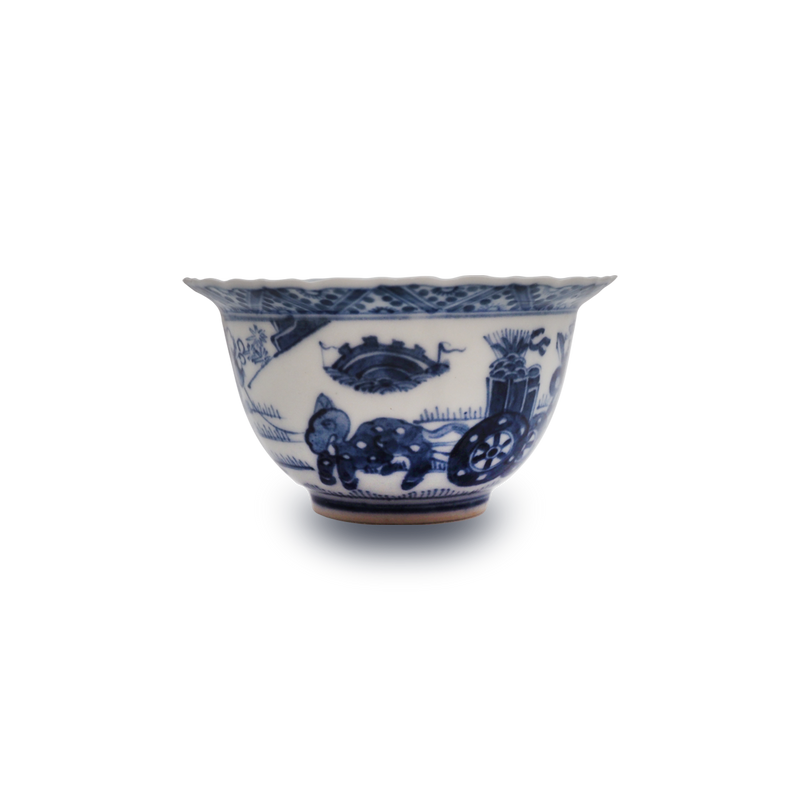 初代矢口永寿　青花磁麒麟見込猪口　10客揃　共箱