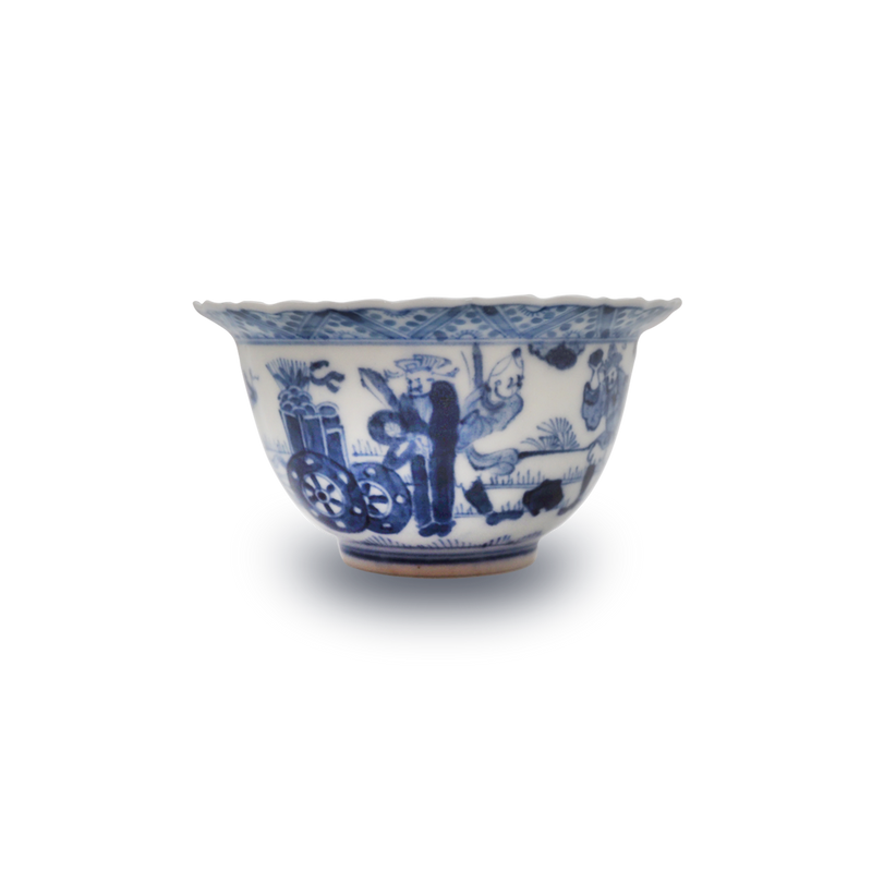 初代矢口永寿　青花磁麒麟見込猪口　10客揃　共箱