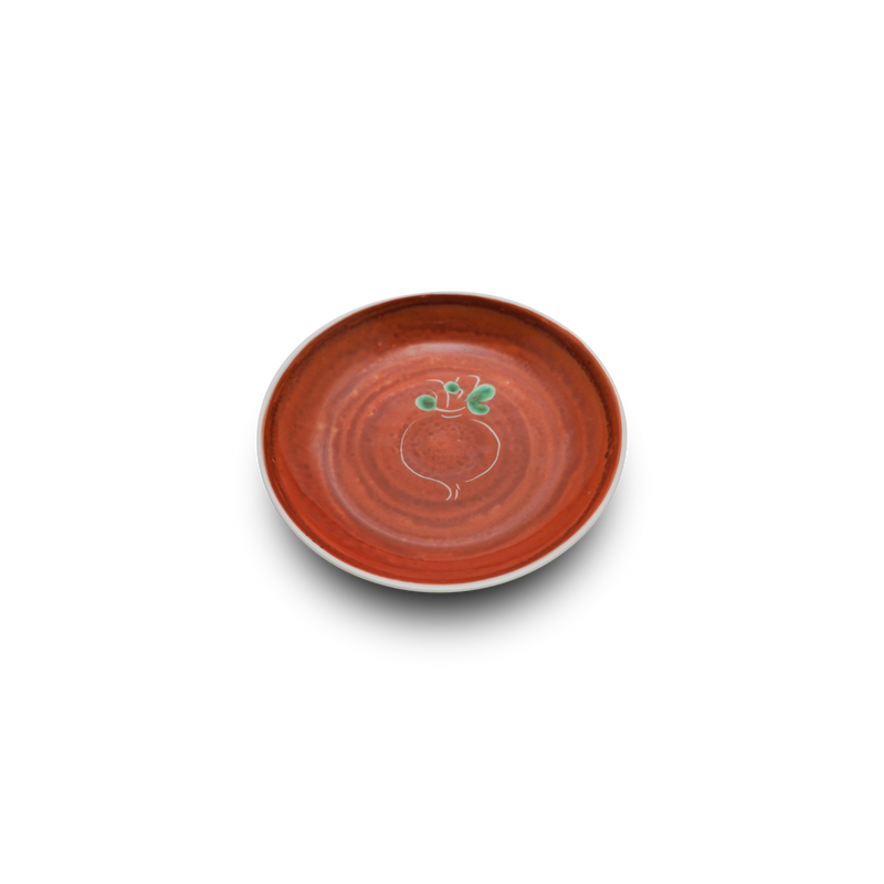 4代須田菁華  赤絵かぶら文皿