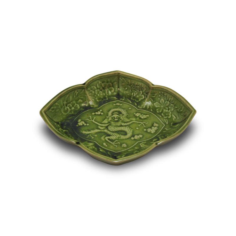 e2710 珉平焼 蓋物 喰籠 木箱入り 緑釉 喰篭 菓子器 淡路焼 民平焼 珉平焼菱形皿 (緑・大) – Gallery Nisui