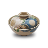 珉平焼 花紋蓋付茶碗