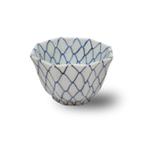 明治大正 染付網文八角小鉢