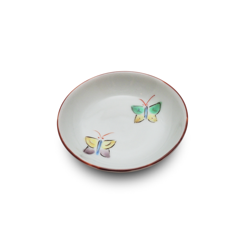 4代須田菁華 色絵蝶文小皿