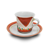 4代須田菁華  赤絵コーヒーカップ & ソーサー