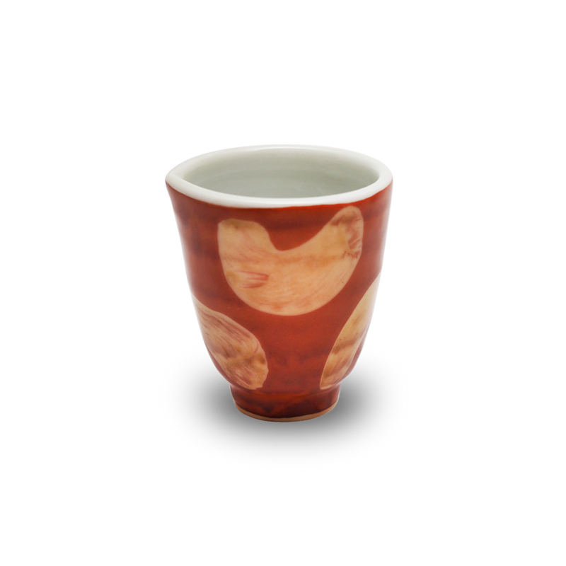 4代須田菁華 　赤絵金字猪口