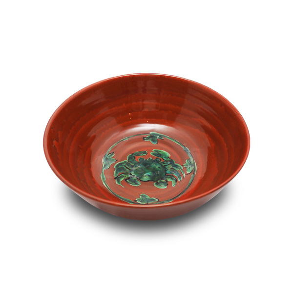 4代須田菁華   赤絵カニ図鉢