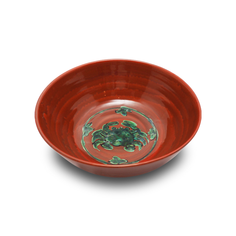4代須田菁華   赤絵カニ図鉢