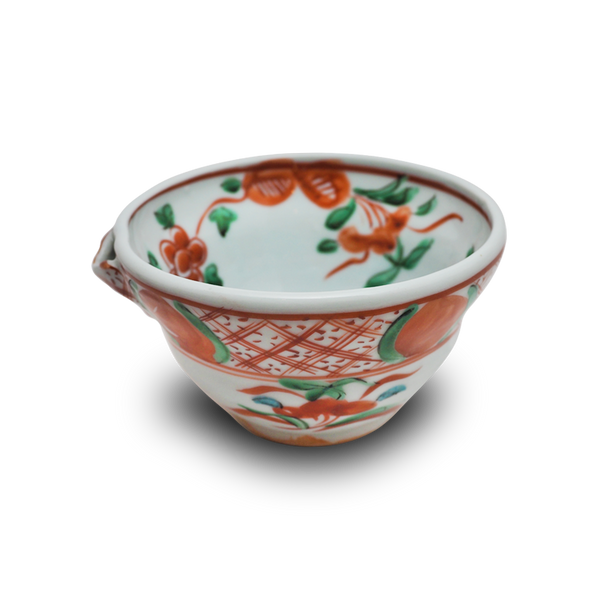 4代須田菁華   赤絵赤玉花文片口鉢