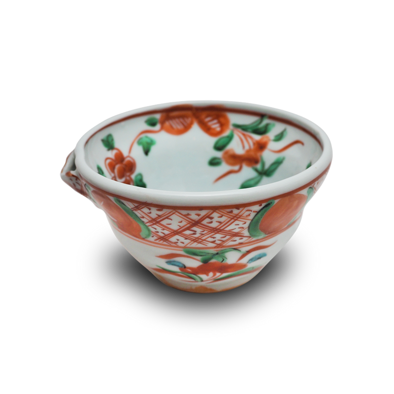 4代須田菁華   赤絵赤玉花文片口鉢