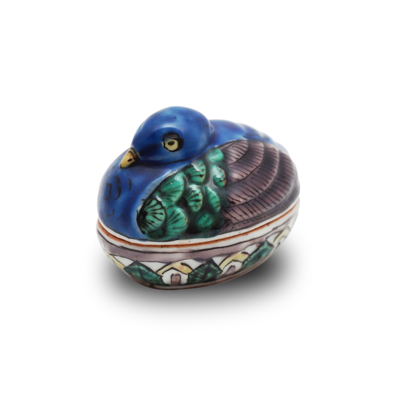 4代須田菁華  色絵鳥香合