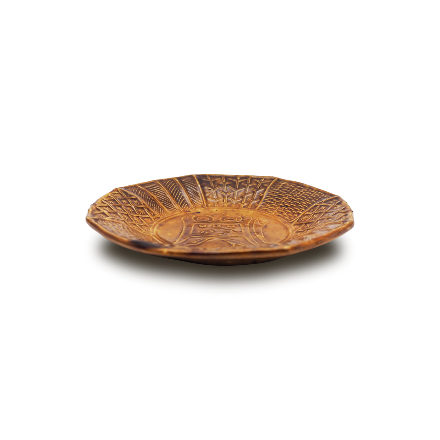 M-1255 珉平焼 角切り皿４客 M-1255 珉平焼 角切り皿4客