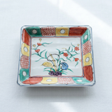 叶松谷 赤絵草花長角向付