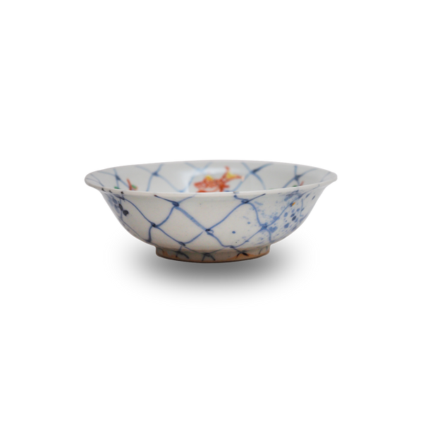 4代須田菁華 色絵染付網魚文鉢