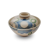 珉平焼 花紋蓋付茶碗