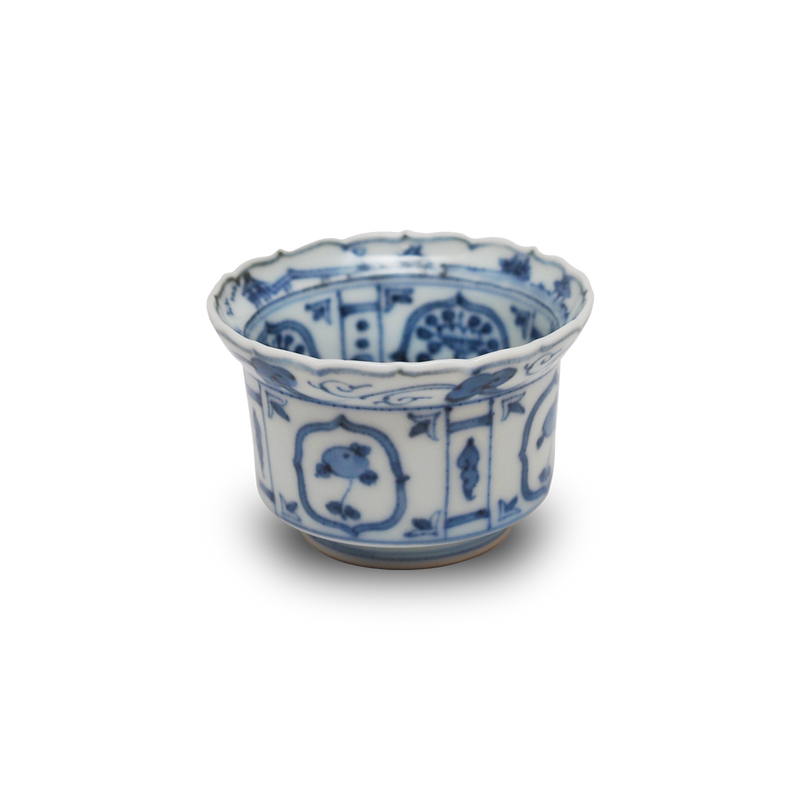 明治大正 染付輪花小鉢