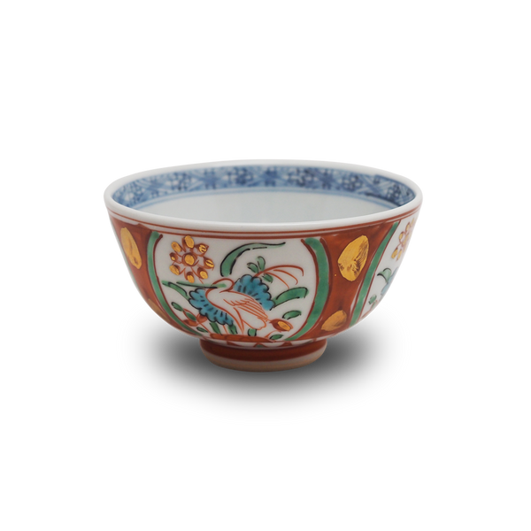 4代須田菁華 古赤絵蓮鷺文茶碗