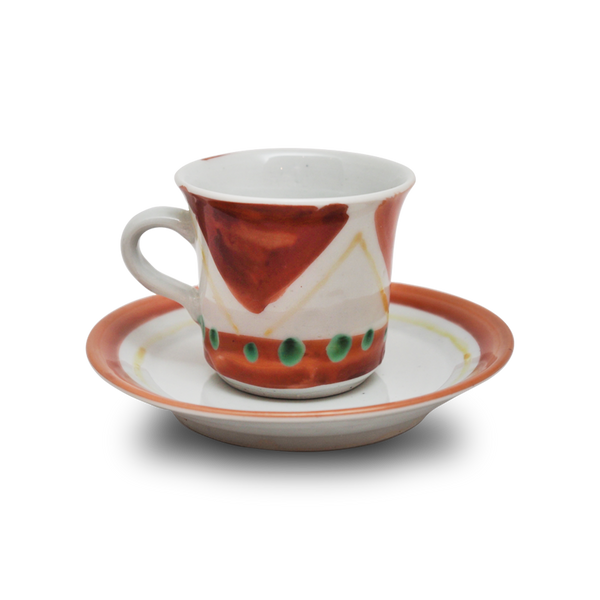 4代須田菁華  赤絵コーヒーカップ & ソーサー