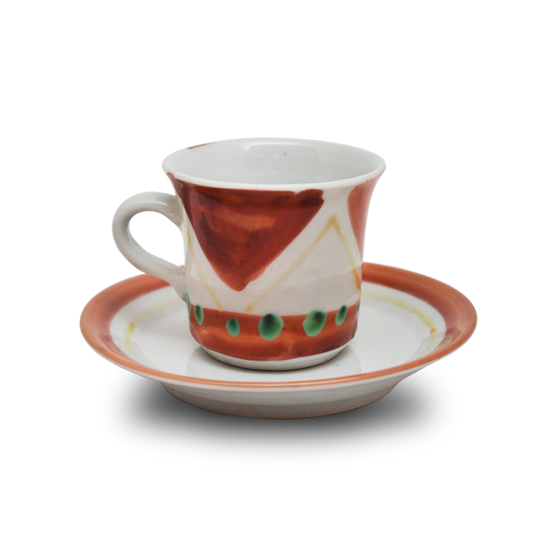4代須田菁華  赤絵コーヒーカップ & ソーサー