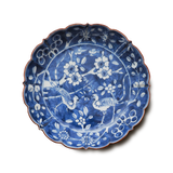 須田菁華 染付花鳥文輪花皿