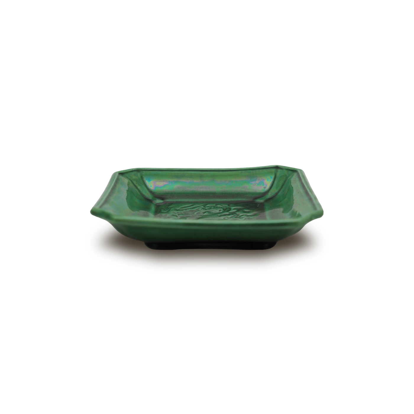 珉平焼隅切皿 (緑・大) – Gallery Nisui