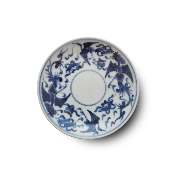 平安清豊 染付鳳凰文小皿