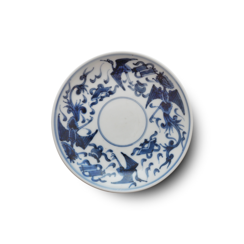 平安清豊 染付鳳凰文小皿