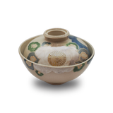 珉平焼 花紋蓋付茶碗