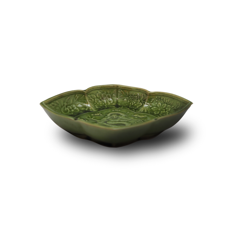 珉平焼菱形皿 (緑・大)