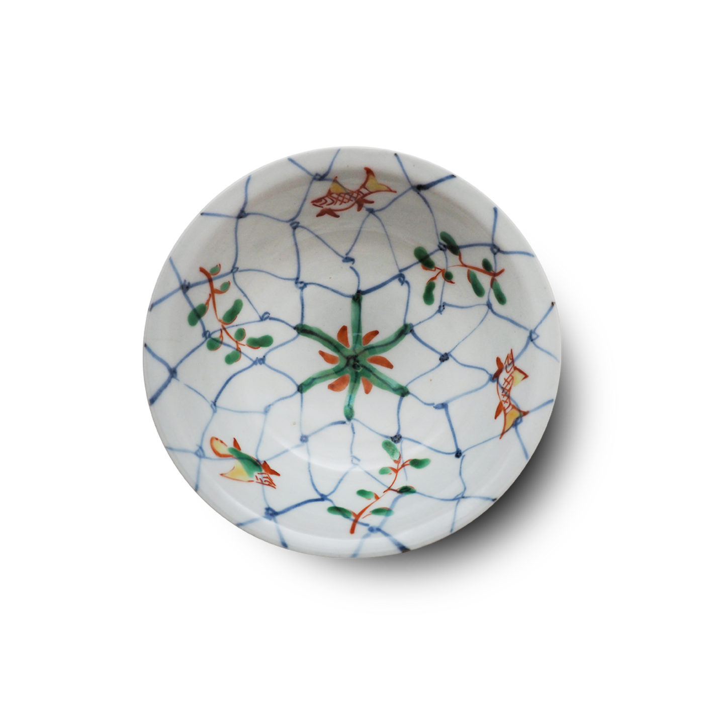 4代須田菁華 色絵染付網魚文鉢 – Gallery Nisui