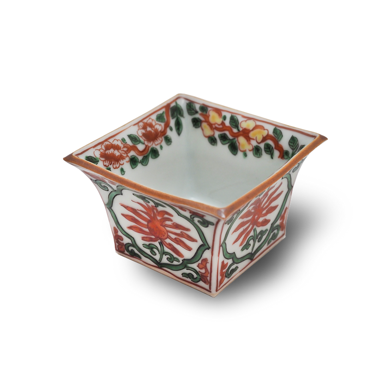 4代須田菁華 古赤絵鳥文枡形小鉢