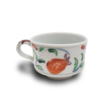 4代須田菁華  赤絵草花文コーヒーカップ&ソーサー