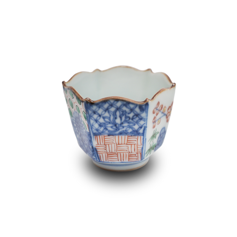 4代須田菁華 色絵祥瑞六角小鉢