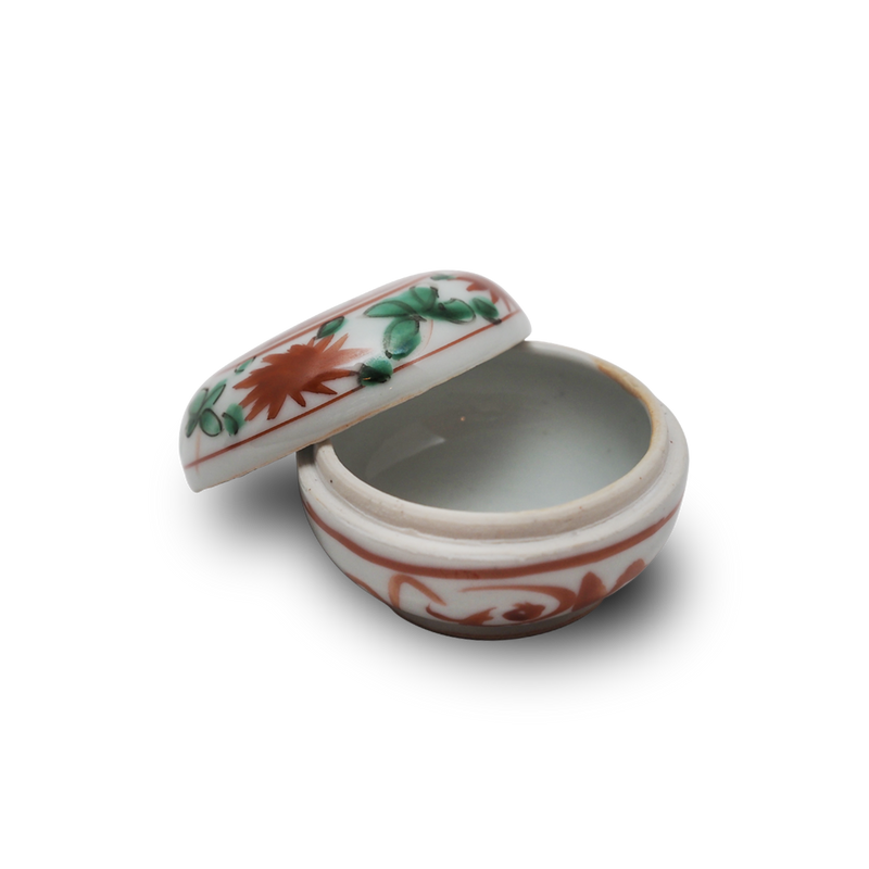 4代須田菁華  赤絵蓮絵香合