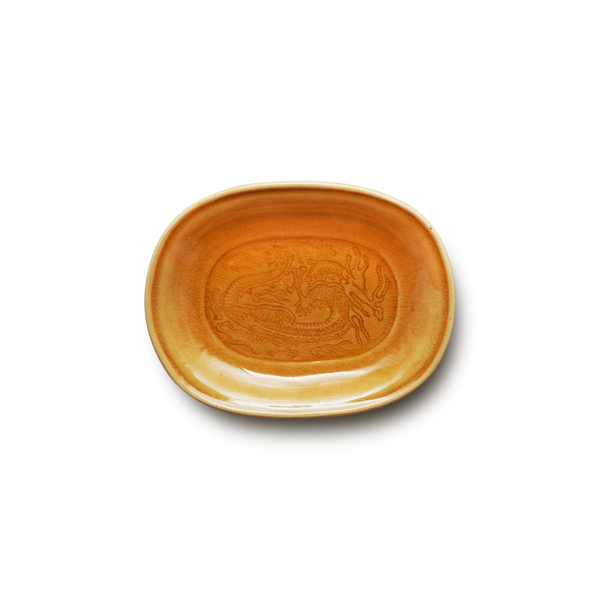 珉平焼小判形皿 (黄・中) – Gallery Nisui