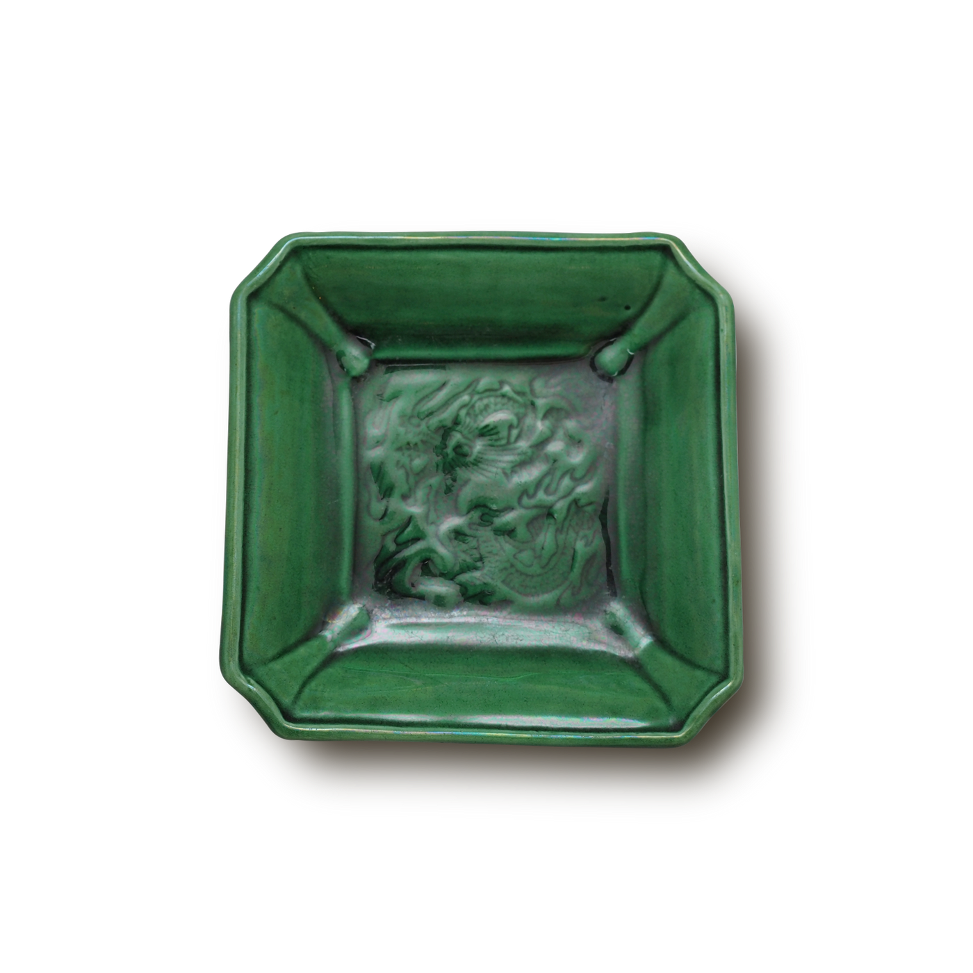 珉平焼隅切皿 (緑・大) – Gallery Nisui