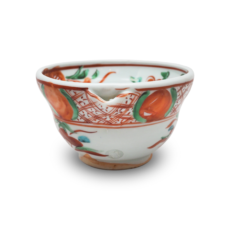 4代須田菁華   赤絵赤玉花文片口鉢