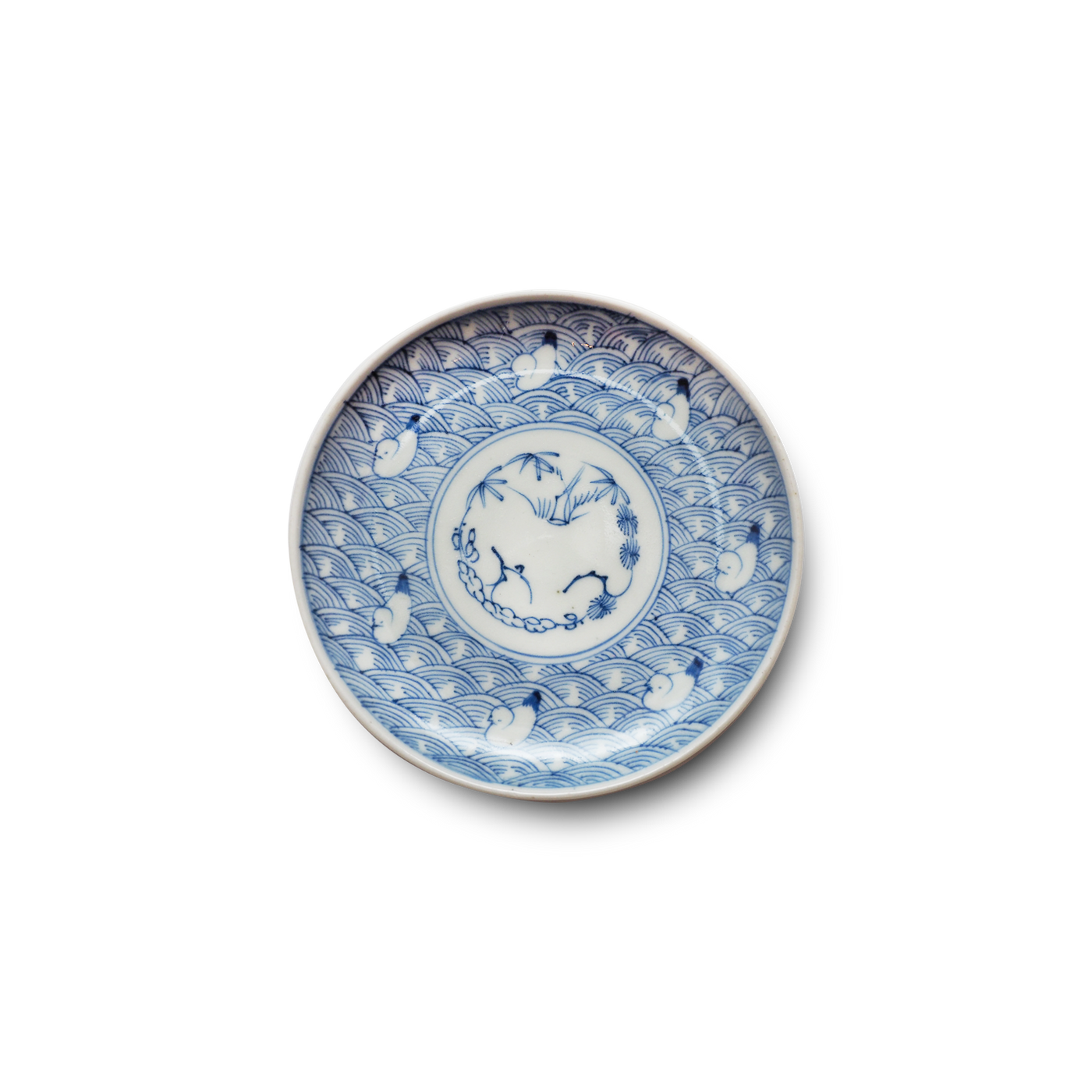 1800年代 青海波に鳥文小皿 – Gallery Nisui