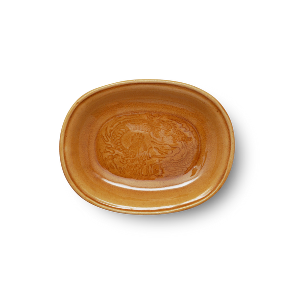 珉平焼黄釉鯛図千鳥印&緑釉鯛図ペア皿 珉平焼黄釉鯛図千鳥印&緑釉鯛図ペア皿