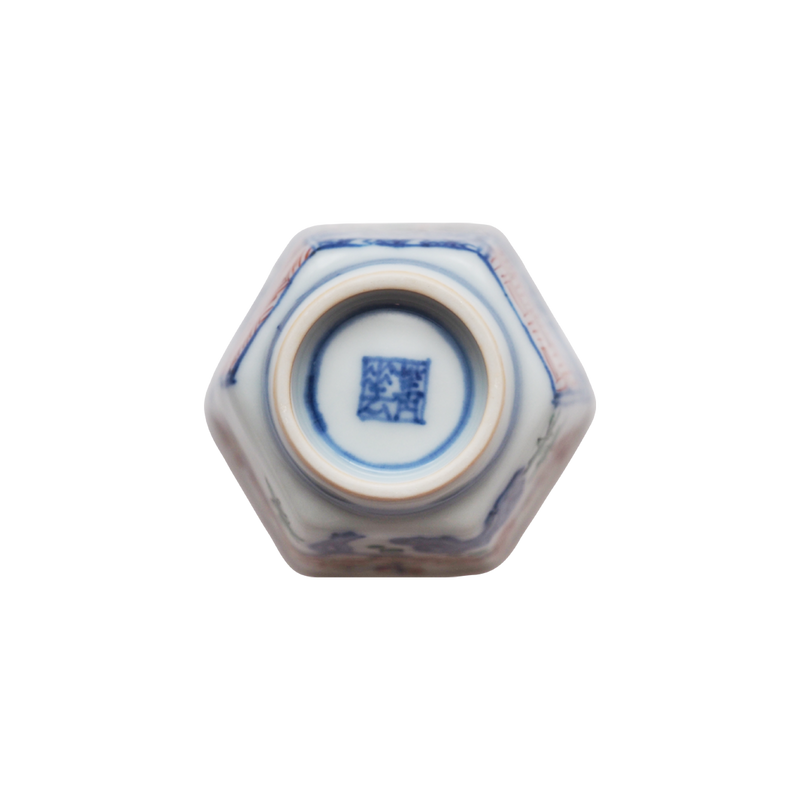 4代須田菁華 色絵祥瑞六角小鉢