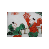 幕末明治 南京赤絵写 人物図四方皿