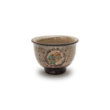島岡達三 象嵌赤絵草花文煎茶器 (湯呑 6客 / 急須) 共箱