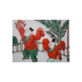 幕末明治 南京赤絵写 人物図四方皿