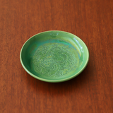 珉平焼丸形皿 (緑・大)