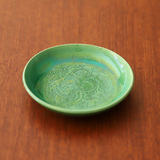 珉平焼丸形皿 (緑・大)
