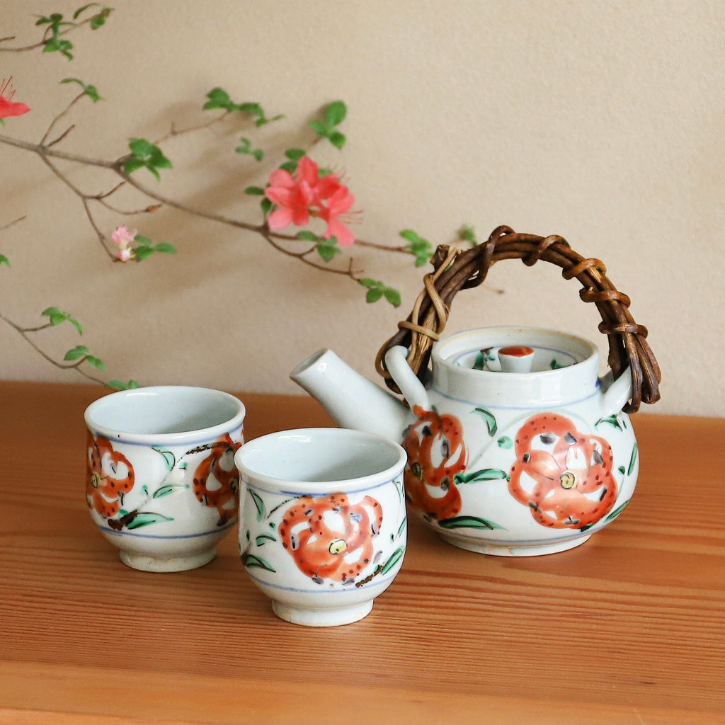 4代 須田菁華 赤絵花模様 湯呑&急須 セット – Gallery Nisui