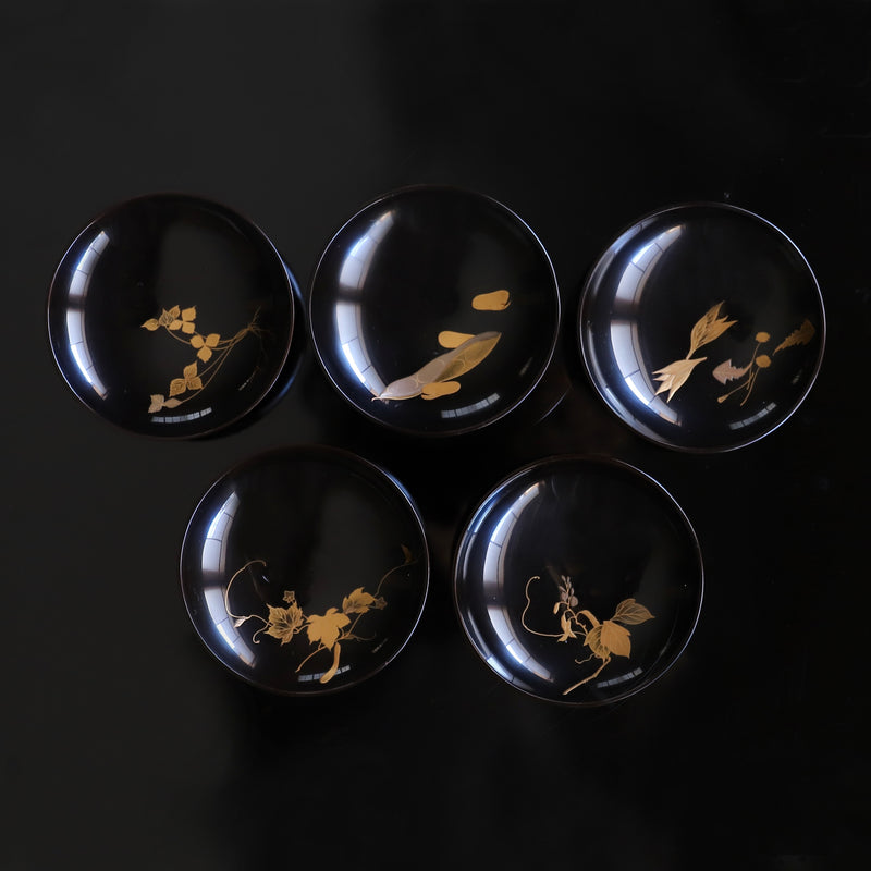 黒内蒔絵小吸物椀 20客揃 (春夏秋冬)
