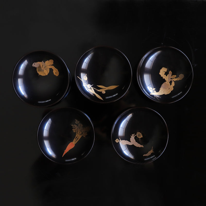 黒内蒔絵小吸物椀 20客揃 (春夏秋冬)